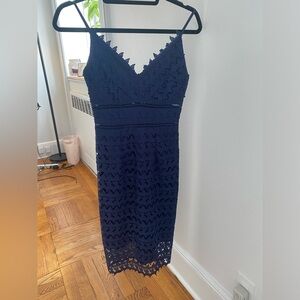 Navy lace dress for guest of wedding or cocktail party!